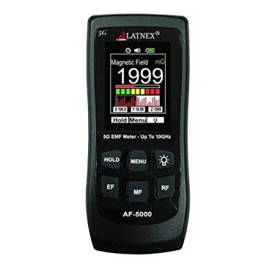 Immagine di LATNEX AF 5000 5G EMF Meter RF Detector Tester e lettore con certificato di calibrazione Test misure microonde, 3 assi Gauss o Tesla campi magnetici ELF elettrici