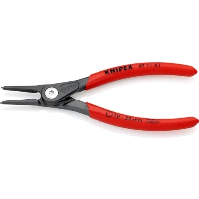 Immagine di Knipex Pinza di Precisione per Anelli Sicurezza Esterni Su Alberi Bonderizzata Grigia, Rivestiti in Resina Sintetica Antiscivolo 140 Mm (Confezione Self Service/Blister) 49 11 A1 Sb