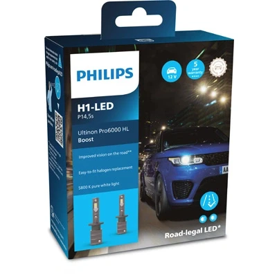 Immagine di Philips Ultinon Pro6000 Boost H1 LED, lampadina LED omologata*, 5.800K, set di 2