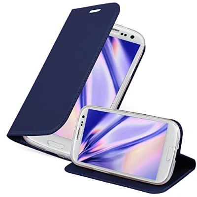 Immagine di Cadorabo Custodia Libro per Samsung Galaxy S3 MINI in CLASSY BLU SCURO con Vani di Carte, Funzione Stand e Chiusura Magnetica Portafoglio Cover Case Wallet Book Etui Protezione