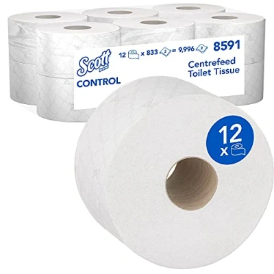 Immagine di carta igienica a erogazione centrale Scott Control 8591 2 veli 12 rotoli x 833 fogli di (9.996 totali)