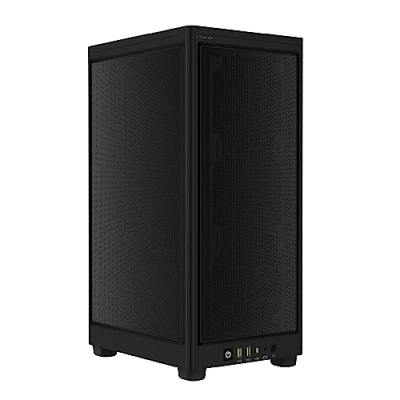 Immagine di Corsair 2000D AIRFLOW Mini ITX Form Factor Pannelli in rete d&#039;acciaio Supporto GPU a tre slot Interno ottimizzato per il raffreddamento I/O moderno pannello frontale Nero