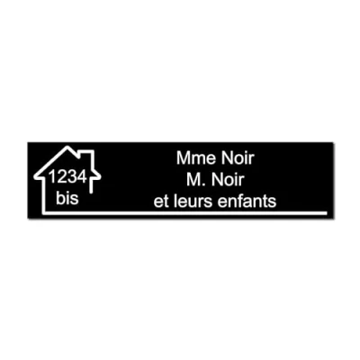 Immagine di Mygoodprice Targhetta incisa con nome e numero autoadesiva per cassetta delle lettere, 10 x 2,5 cm, personalizzabile, da 1 a 3, nero