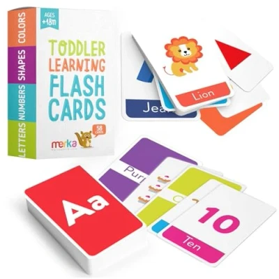 Immagine di merka Schede Flash per Bambini Alfabeto Piccoli, Set di 58 Lettere, Colori, Forme e Numeri, Giocattolo didattico Educativo Flashcard in età Prescolare