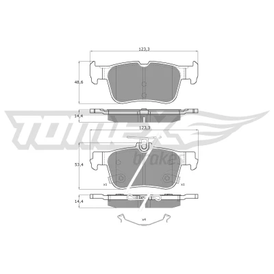 Immagine di TOMEX brakes TX 60 48 Kit pastiglie freno Assale posteriore con segnalatore acustico usura accessori