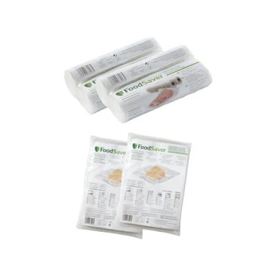 Immagine di FoodSaver Kit 4 Rotoli Termosigillabili 20 cm x 6.7 m + 96 Sacchetti 20.3 29.2 (2 48), Senza BPA, Compatibile con Macchine Sottovuoto