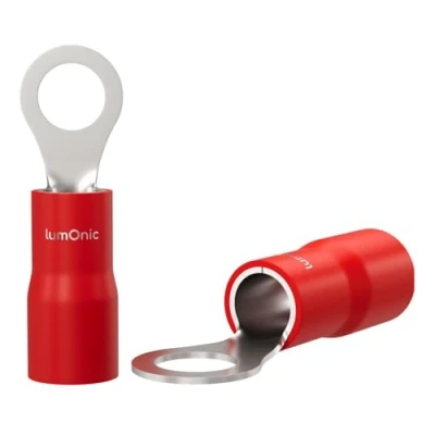 Immagine di Lumonic 25x capocorda ad anello M3 parzialmente isolato 0,5 1,5mm² I rosso set di capocorda, M3, a
