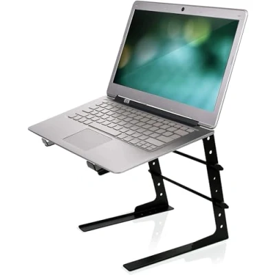 Immagine di Pyle Supporto Laptop, Laptop Stand, Notebook Regolabile, Altezza 16 a 27,7 Centimetri, Anti Scivolo, Scrivania, DJ, Gaming, Casa o Ufficio