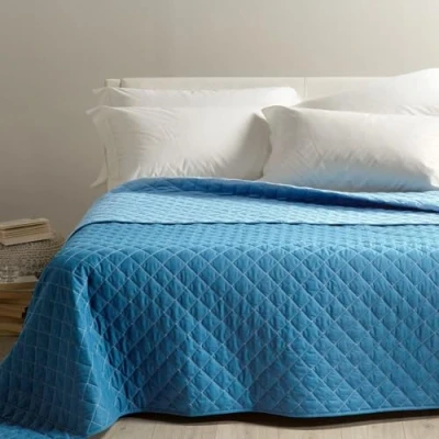 Immagine di Caleffi Copriletto Trapuntato Primaverile per letto Matrimoniale MIX colore Giada Tinta Unita in Cotone