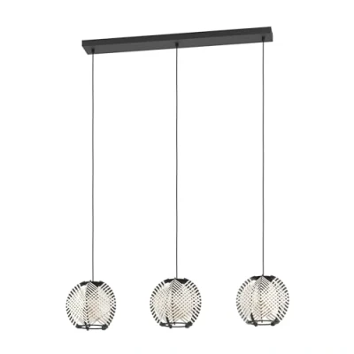 Immagine di EGLO Lampada a sospensione Waverton, bianco/nero, lunghezza 92 cm, acciaio/tessuto