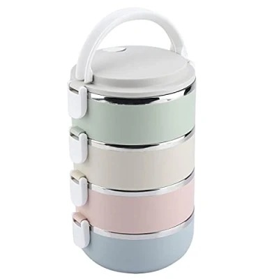 Immagine di Tyenaza Lunch Box Termico, Contenitore per alimenti Bento Portapranzo Termico Portatile in Acciaio Inox (4 Strati da 2800ml)