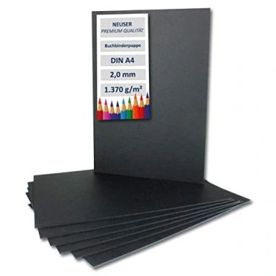 Immagine di 10 cartoncini per rilegatura, DIN A4, colore nero, spessore 2,0 mm, grammatura 1370 g/m²