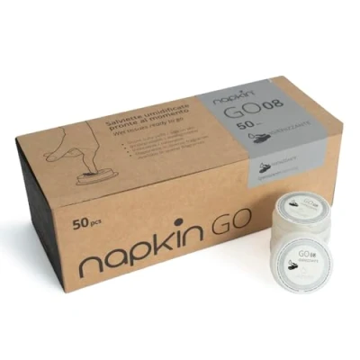 Immagine di Napkin GO 08 Salviettine Igienizzanti con agente antibatterico (Clorexidina) Umidificate In Capsula, anallergiche Conf. 50pz