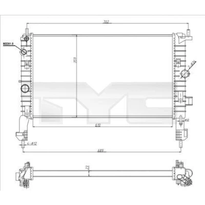 Immagine di TYC 725 0048 R Radiatore motore 610 359 23 Alette di raffreddamento montate meccanicamente OPEL: Meriva A