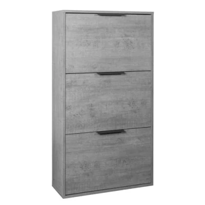 Immagine di Composad Scarpiera della Linea ESPRESSO Doppia Profondità, con 3 Ribalte, Salvaspazio, Ingresso, Ripostiglio, Portascarpe, (LxAxP) 65x119,5x25 cm, Colore Grigio Cemento, Made in Italy