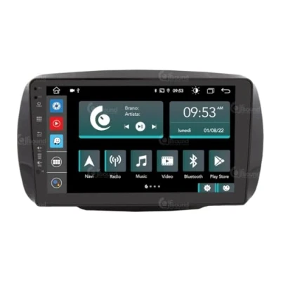 Immagine di Autoradio Custom Fit per Smart 453 Android GPS Bluetooth WiFi Dab USB Full HD Touchscreen Display 9&quot; processore 8core e comandi vocali