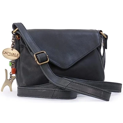 Immagine di Catwalk Collection Handbags Piccola Borsa Tracolla Donna Pelle Borsetta Regolabile ERIN Nero