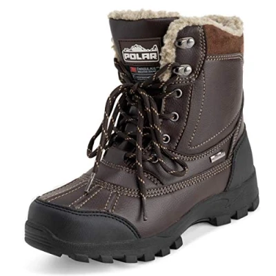 Immagine di Polar Uomo Thinsulate Foderato Impermeabile Battistrada Profondo Durevole Gomma Shell Termica Inverno Pioggia Neve Stivales Marrone UK8/EU42 YC0695