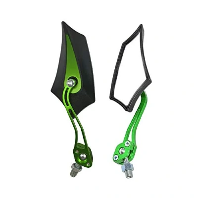 Immagine di Mintice 1 Paio Verde Universale Moto Specchietti Retrovisore Specchietto Manubrio Specchio Laterale Scheletro Cranio 8mm 10mm Filettato Scooter