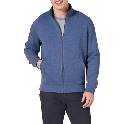 Immagine di Amazon Essentials Felpa con Collo a Lupetto Cerniera Integrale Uomo, Blu Puntinato, XS