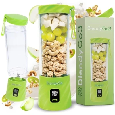 Immagine di BlendyGo 3® Frullatore Portatile Elettrico, Mini Mixer Smoothie Maker, per Smoothie, Portable Blender USB to go 550 ml, Senza BPA, Tecnologia PulseMotion &amp; BlendPro (Verde)