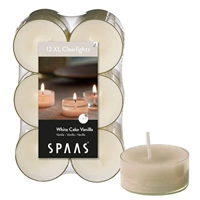 Immagine di Spaas 12 candeline profumate in Tazza Trasparente, Cera di paraffina, plastica, Avorio, Diametro 56 mm x Altezza 21