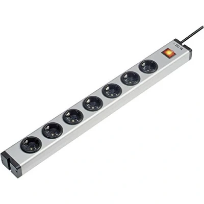 Immagine di Ehmann 0601x00072031 Multipresa con interruttore 7 scomparti Alluminio Schuko 1 pz.
