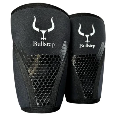 Immagine di Bullstep Ginocchiere Palestra Squat, Powerlifting 7mm SCR/Neoprene, Crossfit a Compressione, Supporto per Bodybuilding, Sollevamento pesi, Cross training (S)