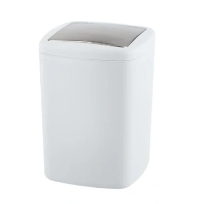 Immagine di Wenko Portarifiuti con coperchio basculante Barcelona L Bianco per cosmetici, assolutamente infrangibile