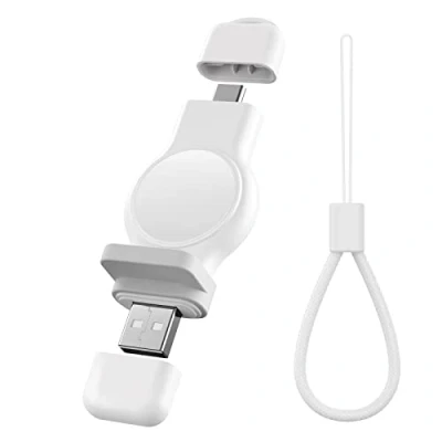 Immagine di USB A &amp; C Caricabatterie wireless per Apple Watch Portable iWatch Charger, Travel Cordless Charger with Light Weight Magnetic Quick Charge for Series 7/6/5/4/3/2/1/SE (White)
