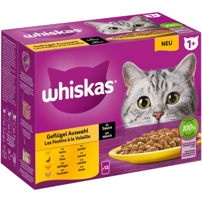 Immagine di Whiskas 1+ buste 12 x 85 g Alimento umido per gatto Selezione Carni bianche in Salsa