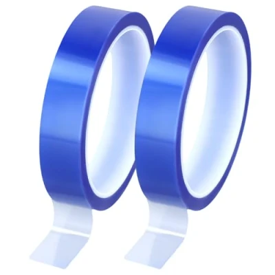 Immagine di QWORK® 2 Rotoli Nastro Adesivo Alta Temperatura, 20 mm x 33 m, Kapton per Stampa Sublimatica, Trasferimento di Calore e Isolamento (Blu)