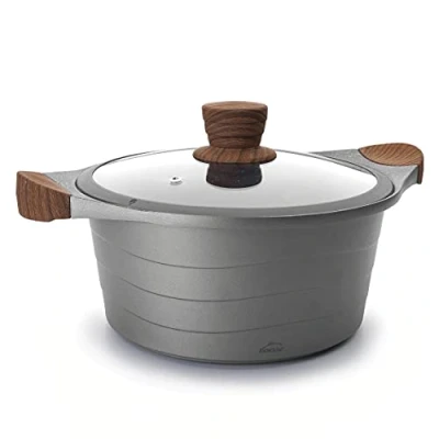 Immagine di Lacor 27324 Alta, Casseruola Coperchio Vetro Stilo, Compatibilità: Tutti i Tipi di cucine, Compresa l&#039;induzione, Realizzata in Alluminio pressofuso, Ecologico e Privo PFOA, 24 cm, Grigio, cm