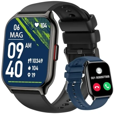 Immagine di ZOSKVEE Smartwatch Uomo Donna, Effettua/Rispondi alle Chiamate, 2.0&quot; Fitness Orologio, 100+ Modalità Sportive, Monitoraggio SpO2/Sonno/Pressione Sanguigna/Frequenza Cardiaca, Compatibile iOS/Android