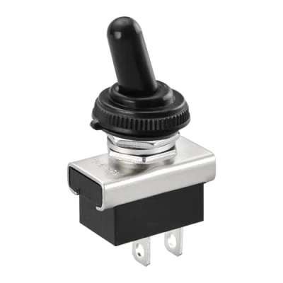Immagine di Heschen Interruttore a levetta in metallo, KN3D 101, 12V 25A, SPST, On/Off 2 posizioni, pin, per luce del cruscotto dell&#039;auto, con cappuccio impermeabile (1 unità)
