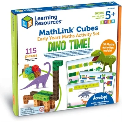 Immagine di Learning Resources Set di attività matematica con i Cubi Mathlink, Mondo preistorico, Dai 5 anni in avanti