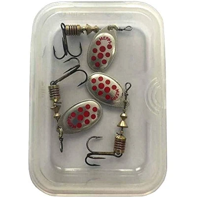 Immagine di Mepps Cucchiaino speciale per pesca alla trota Aglia, multicolore, ARGENT POINTS ROUGES PAR 3, 1