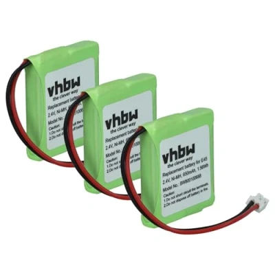 Immagine di vhbw 3x batteria compatibile con Siemens Gigaset E455, E455 Sim, E450 E40, E450, E45 telefono fisso cordless (650mAh, 2,4V, NiMH)