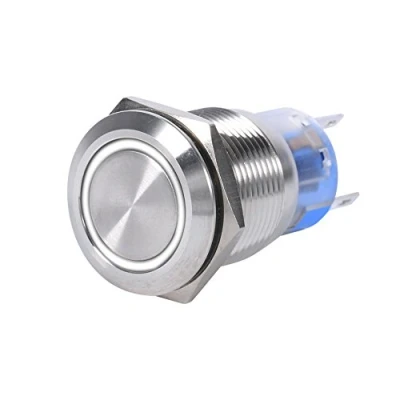 Immagine di Interruttore a pulsante autobloccante 12 V LED, 19 mm in acciaio inossidabile impermeabile 1NO1NC(Bianco) (2 pezzi)