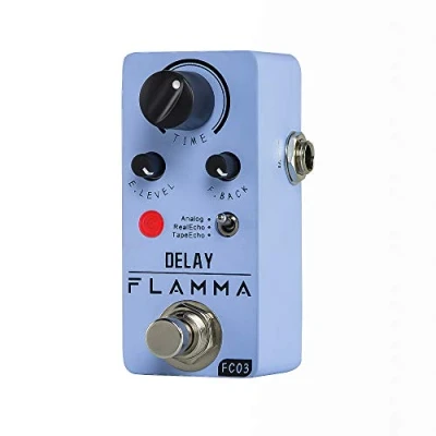 Immagine di FLAMMA FC03 Pedale Delay per Chitarra Elettrica, 3 Modalità (Analog, Real Echo, Tape Echo), True Bypass, Effetto Compatto