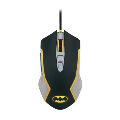 Immagine di FRTEC Mouse da gioco Batman Edition, illuminazione a LED gialla, DPI regolabile, cablato, collezione ufficiale DC, movimento veloce e preciso, pulsanti laterali configurabili
