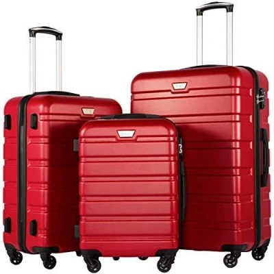 Immagine di COOLIFE Set valigie di Trolleyd rigido ultraleggero e capiente,Chiusura a combinazione laterale con TSA, 4 ruote per facilitare il trasporto (Rosso, da 3 Pezzi)