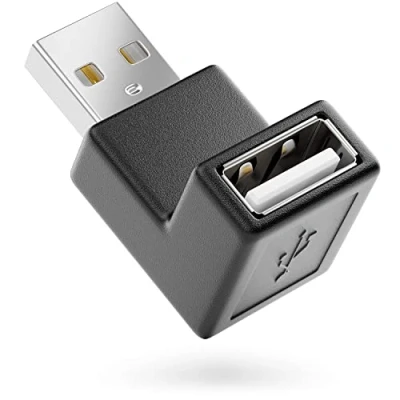 Immagine di deleyCON Adattatore Angolare USB 2.0 a 90 Maschio Femmina Compatibile con tutti i Cavi Nero
