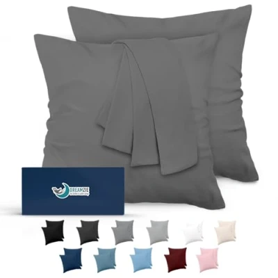 Immagine di Federe Cuscini 80x80 (Set 2) Dreamzie in Microfibra OEKO TEX Certificazione Federa Cuscino Dolce Grigio