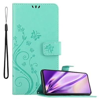 Immagine di Cadorabo Custodia Libro per Honor 20 Pro in TURCHESE Fiore Design di con Chiusura Magnetica, Funzione Stand e 3 Vani Carte Portafoglio Cover Case Wallet Book Etui Protezione