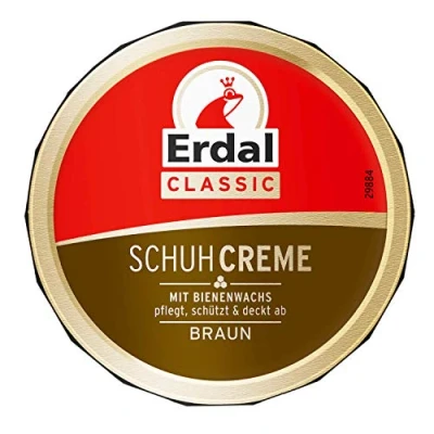Immagine di Erdal Classic Crema per scarpe con cera d&#039;api marrone oli nutrienti, cura, protegge e rinfresca il colore, 1 pezzo, x 75 ml,