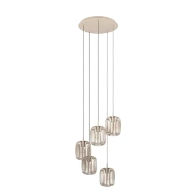 Immagine di EGLO Lampada a sospensione Romazzina, color sabbia, acciaio, Ø 50 cm, 5 luci.