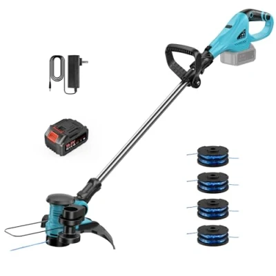 Immagine di Decespugliatore con Batteria 21V Tagliabordi a 4.0 Ah,Decespugliatore Elettrico e 4 Bobine di Ricambio,Tagliabordi per Giardino. (Una batteria)