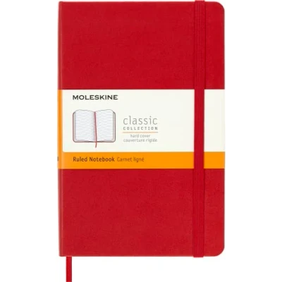 Immagine di Moleskine Classic Notebook, Taccuino a Righe, Copertina Rigida e Chiusura ad Elastico, Formato Medium 11,5 x 18 cm, Colore Rosso Scarlatto, 208 Pagine