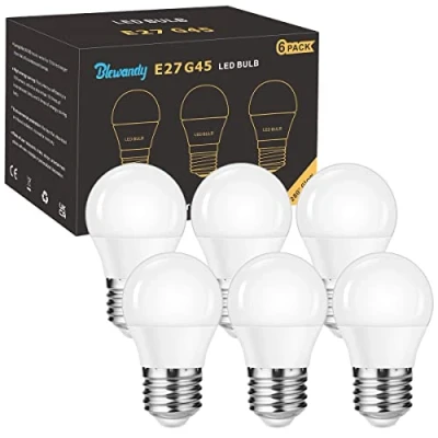 Immagine di Blewandy Lampadine LED E27 G45 5W Equivalenti a 40W, Luce Bianca fredda 6500k 500Lm, Forma Sfera Attacco Edison E27, Non Dimmerabile Pacco da 6